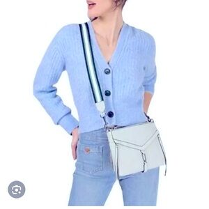 Botkier Gray Chevron Crossbody Bag with Silver Accents